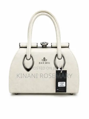 Elegant Structured Top Handle Handbag - Cream