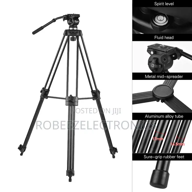 Weifeng WF-717 1.8m Tripod Nzito ya Video yenye Fluid Head - 1