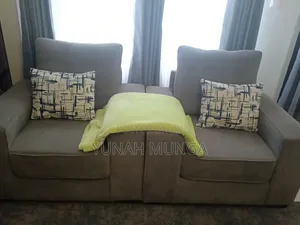 Grey 5-Seater Fabric Sofa Set