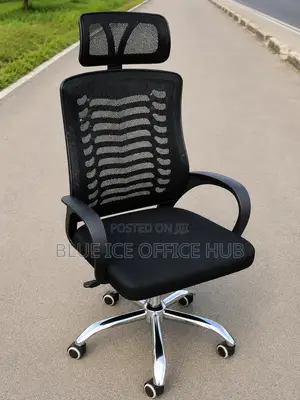 Kiti cha Ofisi Nyeusi cha Mesh chenye Headrest