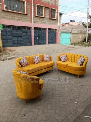 Seti ya Sofa ya Kisasa ya Viti 6, Rangi ya Haradali, Mto wa Spring