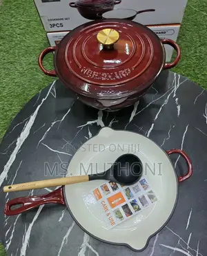 Seti ya Vyungu vya Kupikia vya Enamel Cast Iron (Vipande 3)