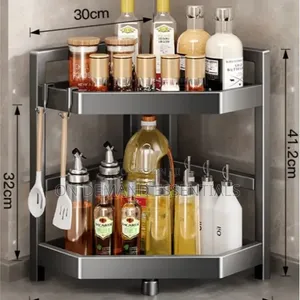 2-Tier Countertop Kitchen Corner Storage Rack
