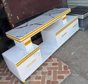 Stendi ya TV ya Kifahari yenye Marumaru na Taa