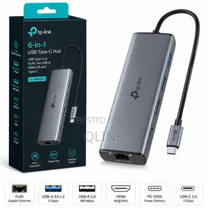 TP-Link 6-Port USB-C Hub - RJ45, 2x USB-A, HDMI, PD