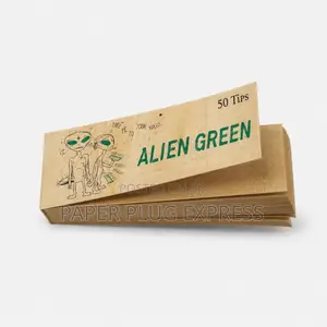 Alien Green Natural Brown Perforated Rolling Filter Tips - 50 Tips