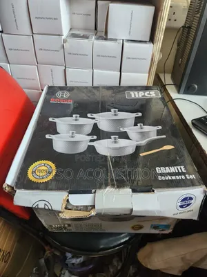 Seti ya Vyombo vya Kupikia 11 vya Granite - Sufuria na Kikaangio Kisichoshika