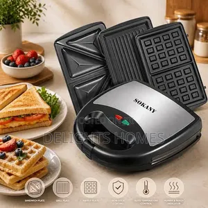 Sokany 3-in-1 Sandwich Maker Mpya (KJ-302)