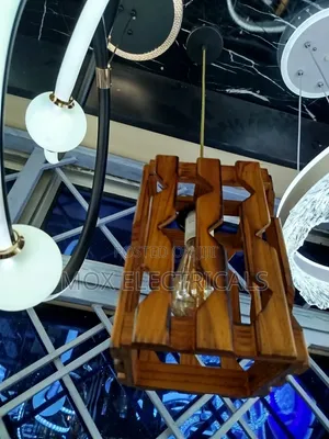 Rustic Geometric Wooden Cage Pendant Light