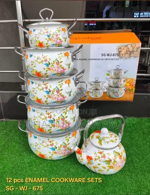 12-Piece Enamel Cookware Set with Kettle