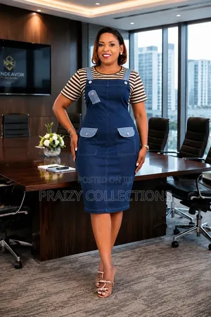 Gauni la Jeans la Dungaree Ukubwa 46-54