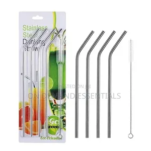 Straws Kubwa za Chuma cha Pua Zinazotumika Tena na Brashi ya Kusafishia