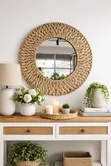 Decorative Water Hyacinth Braided Boho Mirror - 1