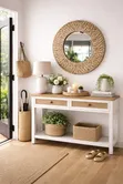 Decorative Water Hyacinth Braided Boho Mirror - 2