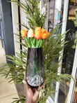 Nordic Modern Creative Glass Vase With Metallic Stand - 3