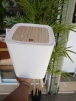 Nordic Rectangular Trash Bin Bathroom Storage Bucket with Lid - 4