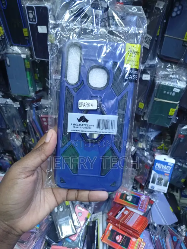 Kifuniko cha Simu cha Bluu cha Rugged Armor-Style kwa Tecno Spark 4 - 1