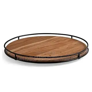 Acacia Wood Tray with Steel Side