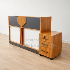 Modern Executive Office Desk with 3-Drawer Mobile Pedestal