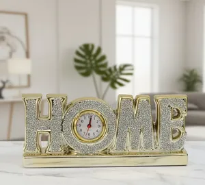 Elegant Glittery HOME Tabletop Clock Decor