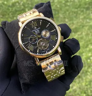 Patek Philippe Automatic Gold-Tone Black Dial Roman Numerals