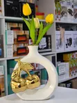 Modern Ceramic Vase with Golden Cherry Design - 3