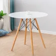 Round White Dining Table with Wooden Legs - 4 Seater - 1