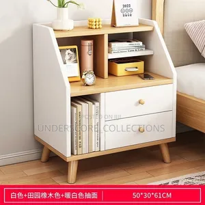 Modern Minimalist Bedside Drawers - Beige and White