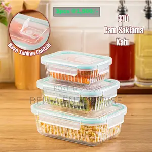 3-Piece Rectangular Borosilicate Glass Lunch Box Set