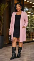 Longline Knit Cardigan with Functional Pockets - 1
