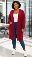 Longline Knit Cardigan with Functional Pockets - 4
