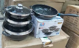 Seti ya Vyombo vya Kupikia vya BMW Vipande 7 Nyeusi na Pani