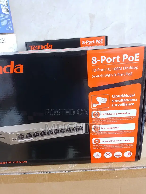 Tenda TEF1110P-8-63W 8 Port PoE Switch - 1