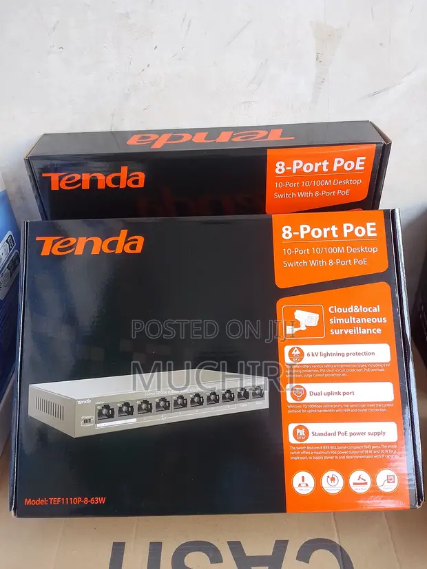Tenda TEF1110P 8-Port CCTV PoE Switch 63W - 1