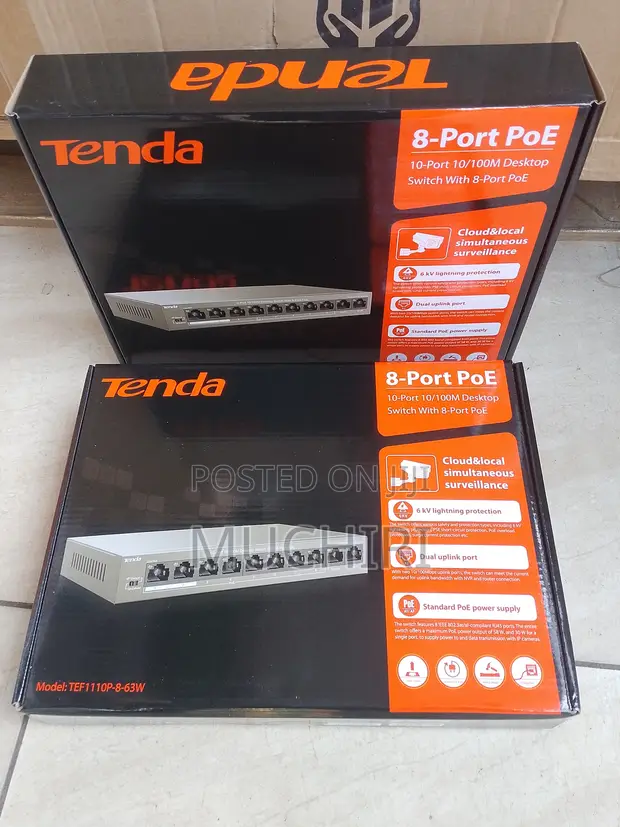 Tenda TEF1110P 8-Port PoE CCTV Network Switch 63W - 1