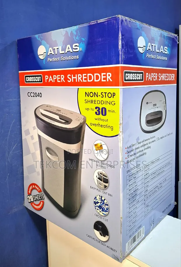Atlas CC2040 Cross-Cut Shredder - 20 Sheets, 33L Bin - 1