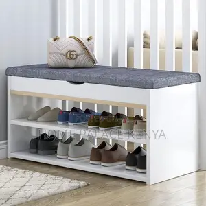 Rafu ya Viatu ya Kisasa yenye Kiti chenye Mto