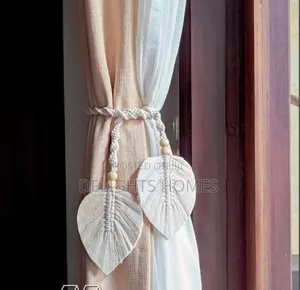 Woven Leaf Curtains with Tie-Backs