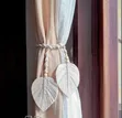 Woven Leaf Curtains with Tie-Backs - 1