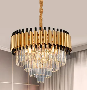 Chandelier ya Kisasa Nyeusi/Dhahabu ya Kristali (40cm)