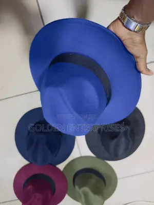 Kofia ya Fedora ya Bluu ya Kifalme yenye Ukingo Mpana