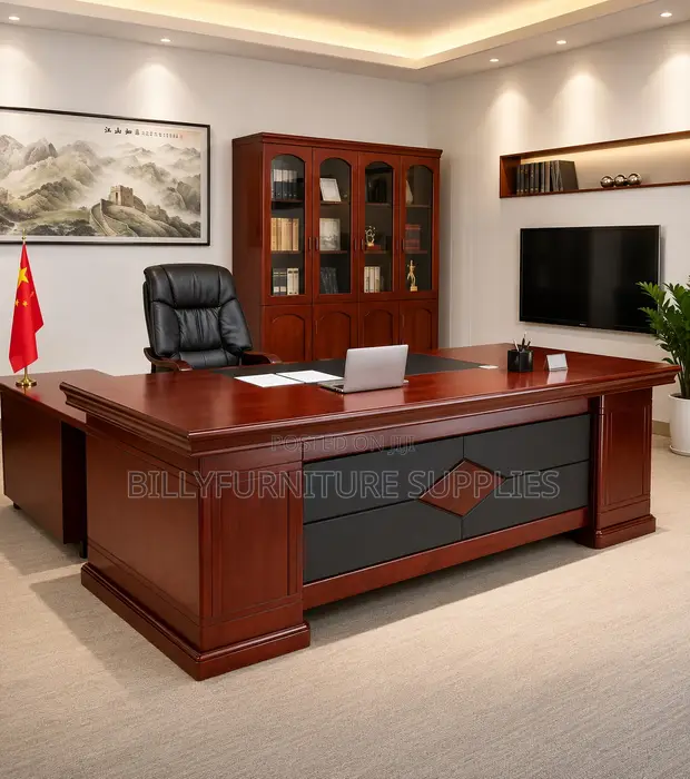 Presidential Executive Office Desk - Luxury Mahogany CEO Table - 1