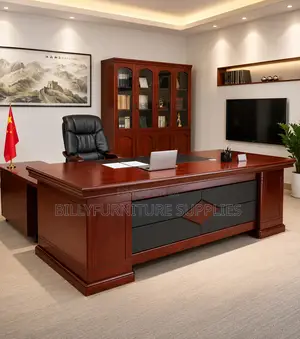 Presidential Executive Office Desk - Luxury Mahogany CEO Table