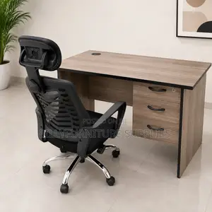 Contemporary Office Desk - Sleek Wooden Computer Workstation