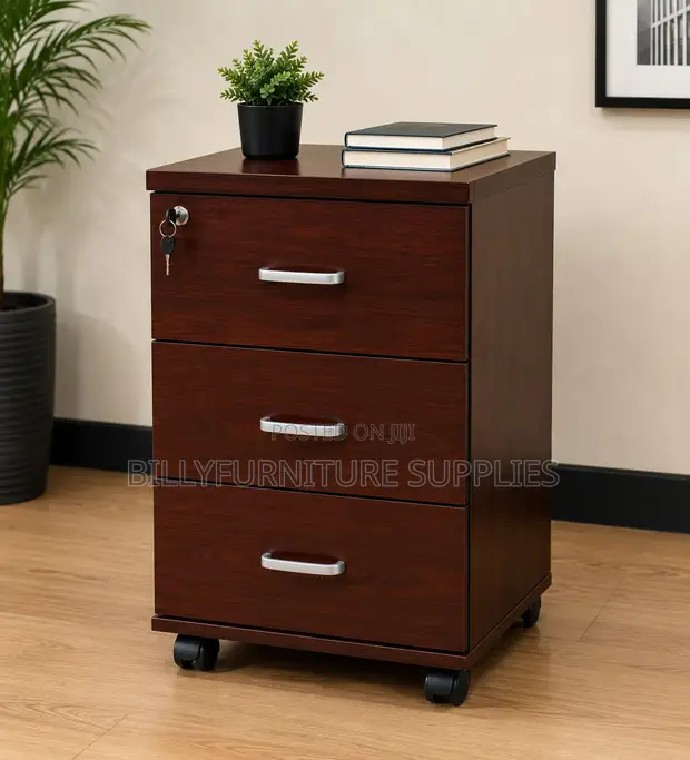 Compact Lockable 3-Drawer Filing Pedestal - 1