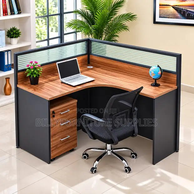 Corner Executive Workstation - Modern L-Shaped Partition Desk - 1
