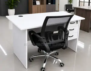 Modern White Office Desk with Drawers