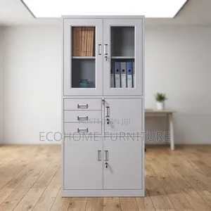 Steel Office Filing Cabinet with Glass Doors