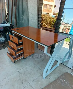 Metallic Office Desk and Ergonomic Chair Set
