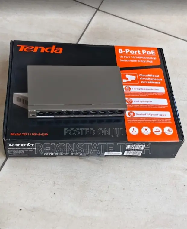 Tenda 8-Port PoE Switch with 2 Uplink Ports - 1